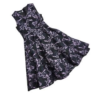 Kaimilan Women Black/Purple Metallic Fit & Flare Summer Cocktail Dress Size 2